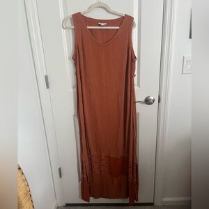 Incredible Vintage George George Orange Sleeveless Maxi Dress With Patchwork